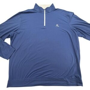 Rhoback Pullover Mens 3XL Blue Quarter Zip Performance Golf Stretch Mock Neck